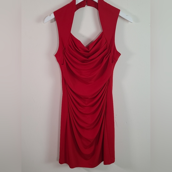 Spense Dresses & Skirts - Spense Petite Red Ruched Cut Out Back Sillohette Party Evening Dress Size 6P
